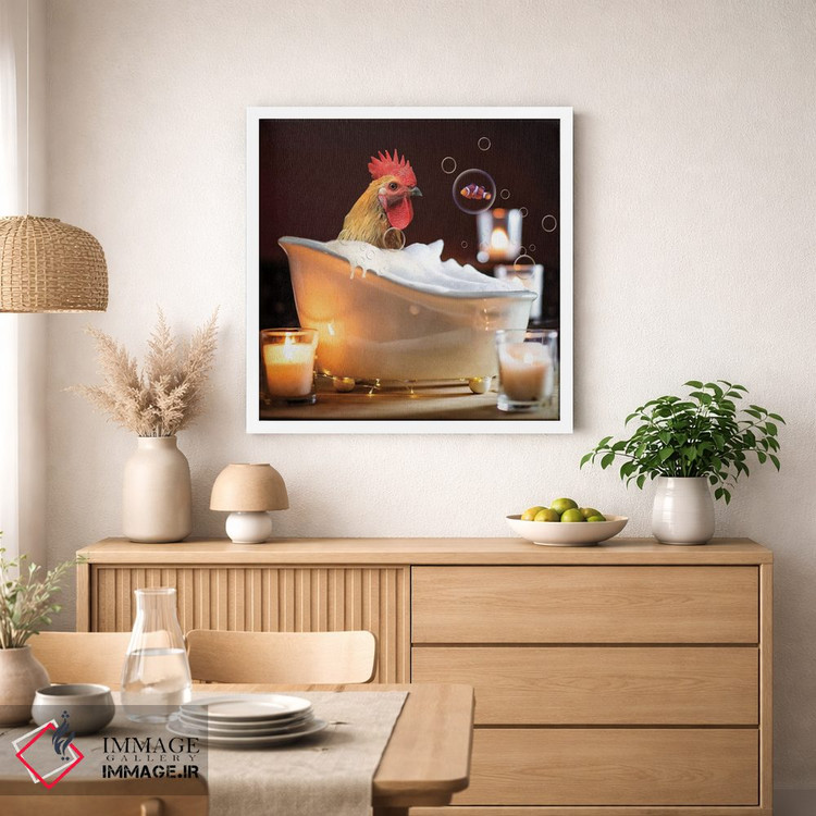 تابلو دکوراتیو خروس در وان کف اثر کارن بورک - D1W