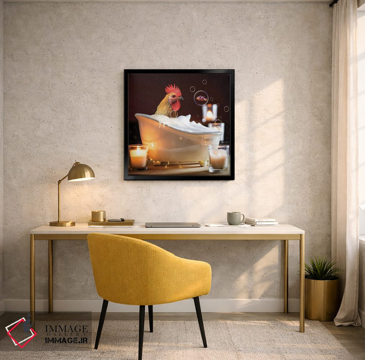 تابلو دکوراتیو خروس در وان کف اثر کارن بورک - D6B