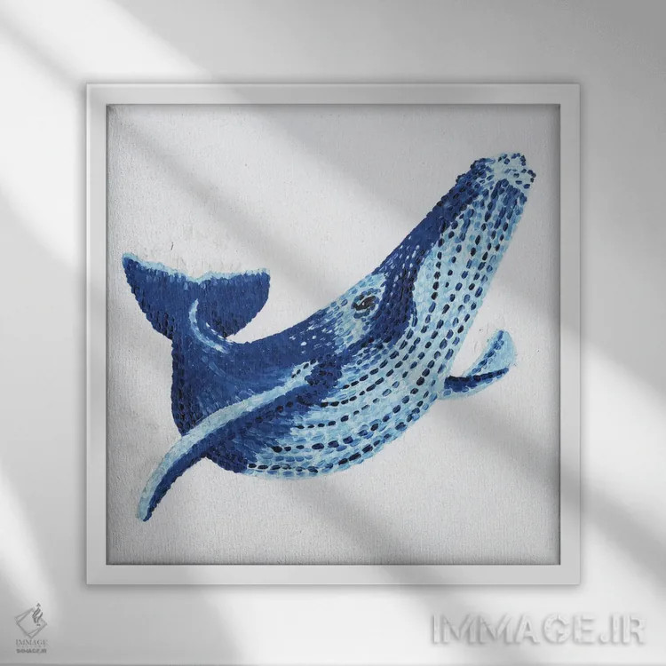 تابلو دکوراتیو نهنگ جادویی اثر کلسی امبلو - نمای قابدار سفید