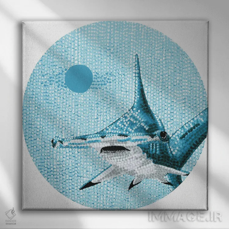 تابلو دکوراتیو کوسه سر چکشی اقیانوس ستاره ای اثر کلسی امبلو - نمای روبهرو روی دیوار