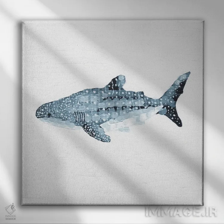 تابلو دکوراتیو کوسه نهنگ نگهبان خال دار اثر کلسی امبلو - نمای روبهرو روی دیوار