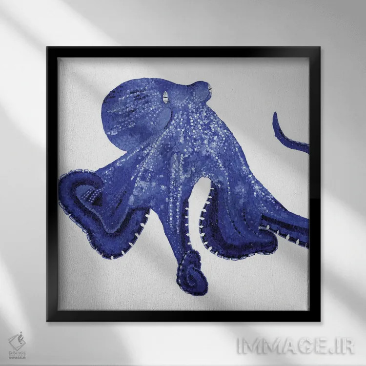تابلو دکوراتیو اختاپوس اثر کلسی امبلو - نمای قابدار مشکی