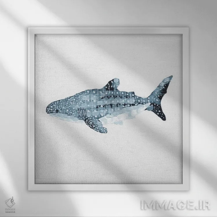 تابلو دکوراتیو کوسه نهنگ نگهبان خال دار اثر کلسی امبلو - نمای قابدار سفید