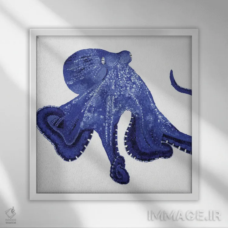 تابلو دکوراتیو اختاپوس اثر کلسی امبلو - نمای قابدار سفید
