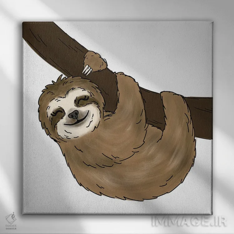 تابلو دکوراتیو تنبل درختی اثر کیتی برایانت - نمای روبهرو روی دیوار