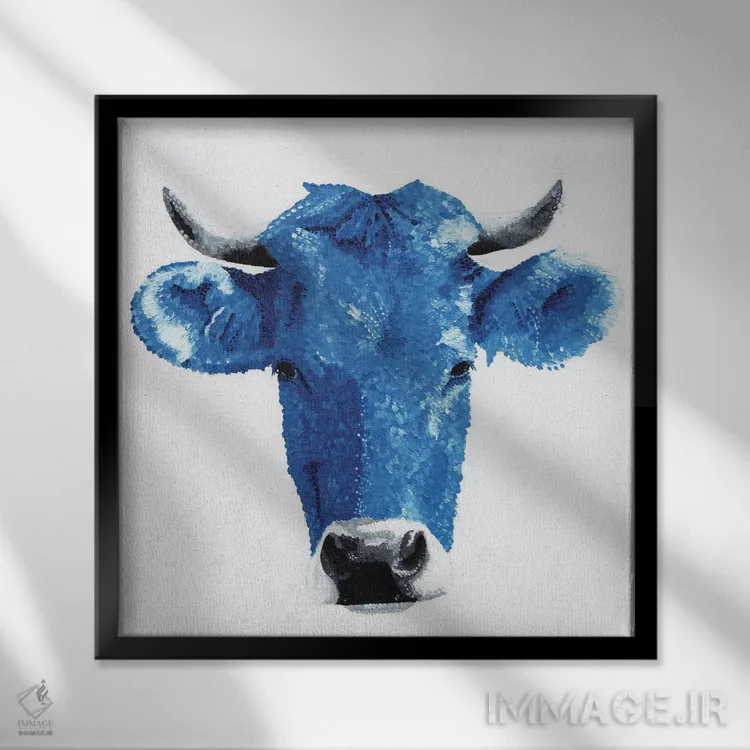 تابلو دکوراتیو گاو مقدس اثر کلسی امبلو - نمای قابدار مشکی