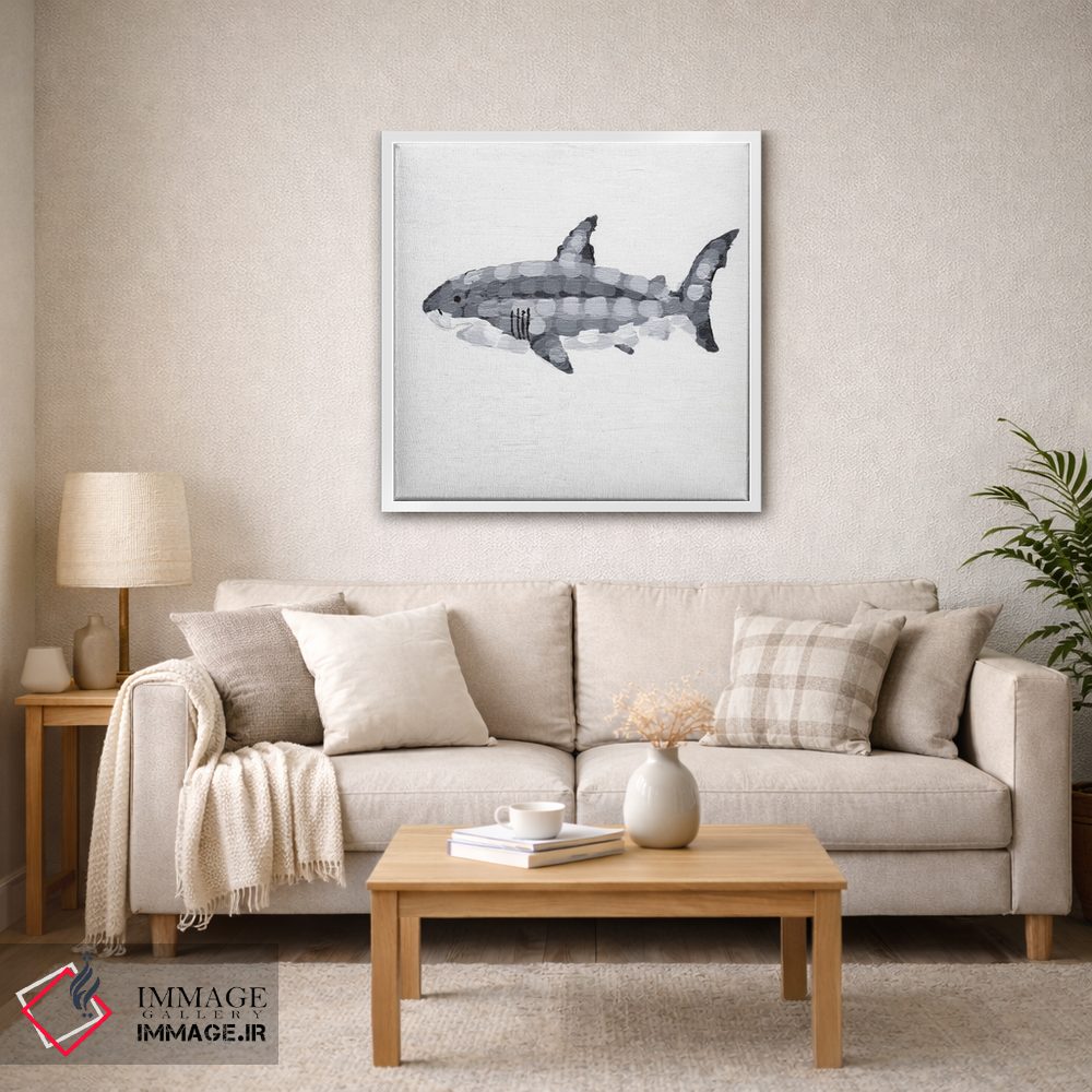 تابلو دکوراتیو کوسه سفید بزرگ قدرت خاموش اثر کلسی امبلو - D1W