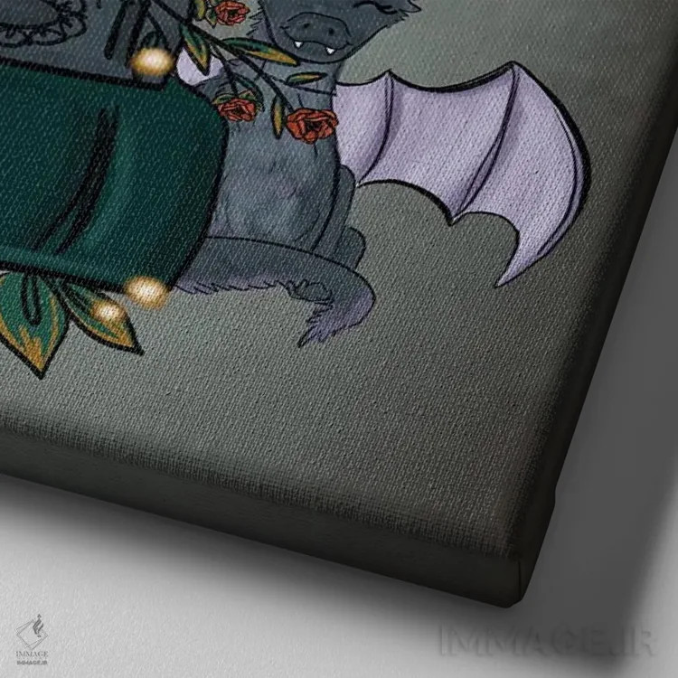 تابلو دکوراتیو داستان های فانتزی گل محور اثر کیتی برایانت - نمای نزدیک بافت بوم