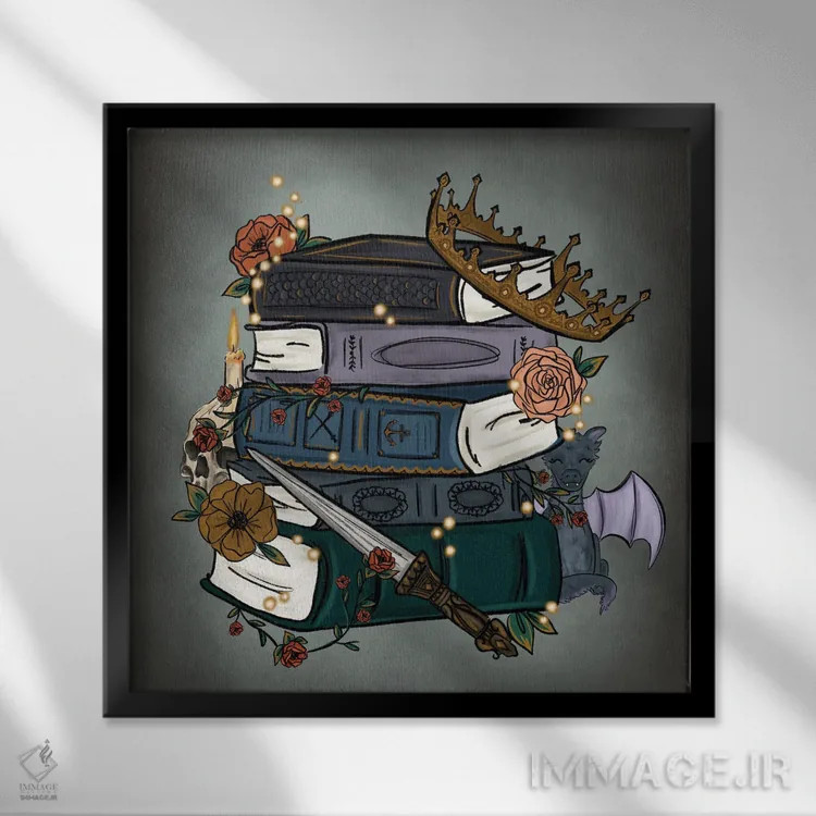 تابلو دکوراتیو داستان های فانتزی گل محور اثر کیتی برایانت - نمای قابدار مشکی