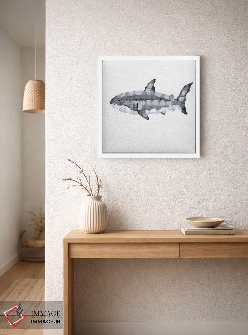 تابلو دکوراتیو کوسه سفید بزرگ قدرت خاموش اثر کلسی امبلو - D3W