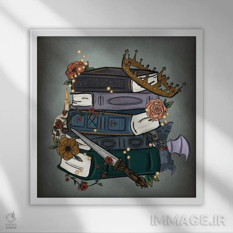 تابلو دکوراتیو داستان های فانتزی گل محور اثر کیتی برایانت - نمای قابدار سفید