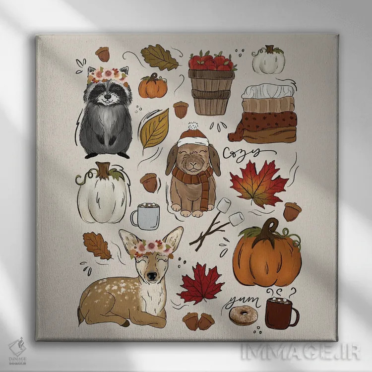 تابلو دکوراتیو حال و هوای پاییزی اثر کیتی برایانت - نمای روبهرو روی دیوار