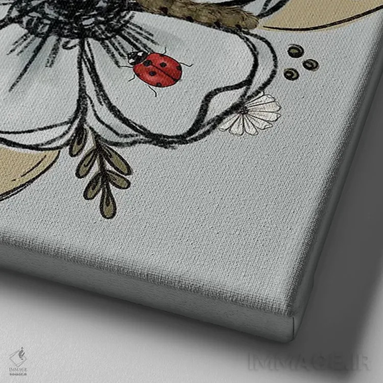 تابلو دکوراتیو دسته گل های باغ بهاری اثر کیتی برایانت - نمای نزدیک بافت بوم