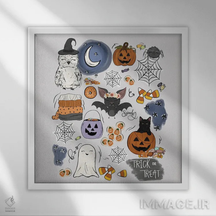 تابلو دکوراتیو احساسات ترسناک اثر کیتی برایانت - نمای قابدار سفید