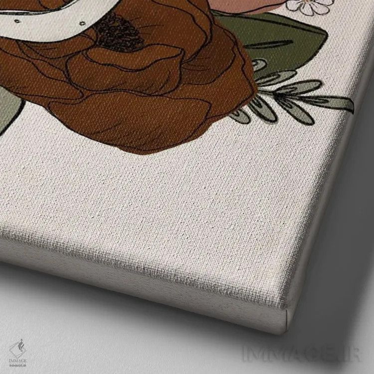 تابلو دکوراتیو گل های قهوه و چای اثر کیتی برایانت - نمای نزدیک بافت بوم