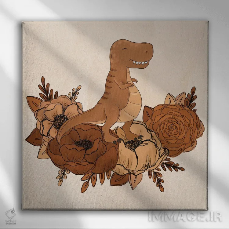 تابلو دکوراتیو گل های تی رکس اثر کیتی برایانت - نمای روبهرو روی دیوار