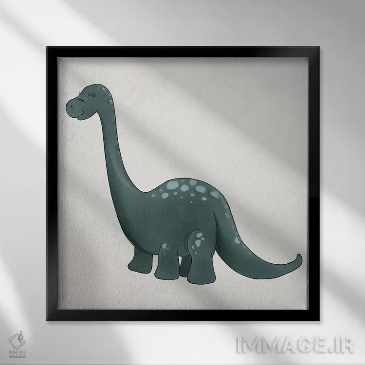 تابلو دکوراتیو برونتوسوروس اثر کیتی برایانت - نمای قابدار مشکی