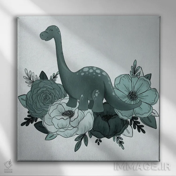 تابلو دکوراتیو گل های برونتوسوروس اثر کیتی برایانت - نمای روبهرو روی دیوار