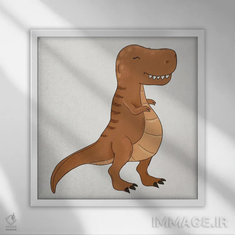 تابلو دکوراتیو تی رکس اثر کیتی برایانت - نمای قابدار سفید