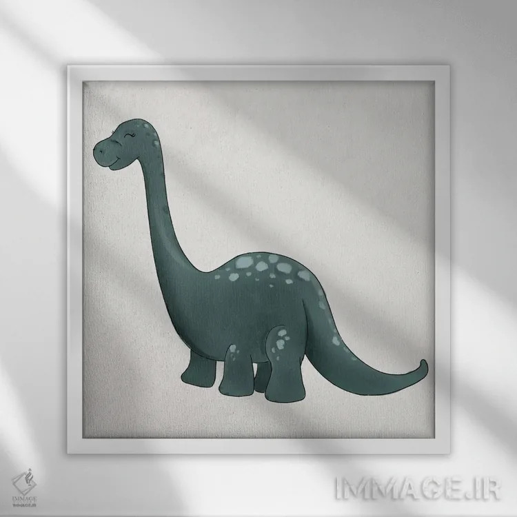 تابلو دکوراتیو برونتوسوروس اثر کیتی برایانت - نمای قابدار سفید