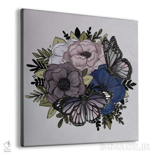 تابلو دکوراتیو گل های پروانه ای بنفش اثر کیتی برایانت - نمای پرسپکتیو محصول
