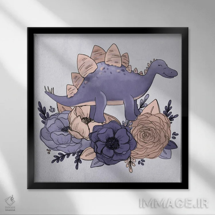 تابلو دکوراتیو گل های استگوسوروس اثر کیتی برایانت - نمای قابدار مشکی