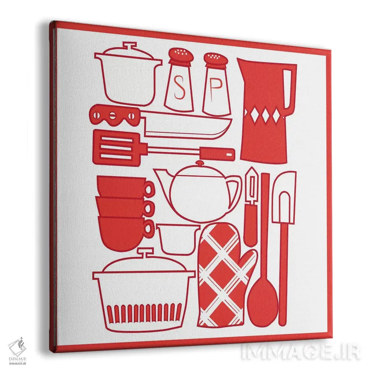 تابلو دکوراتیو کلاژ لوازم آشپزخانه اثر فایو بای فایو کالکتیو - نمای پرسپکتیو محصول