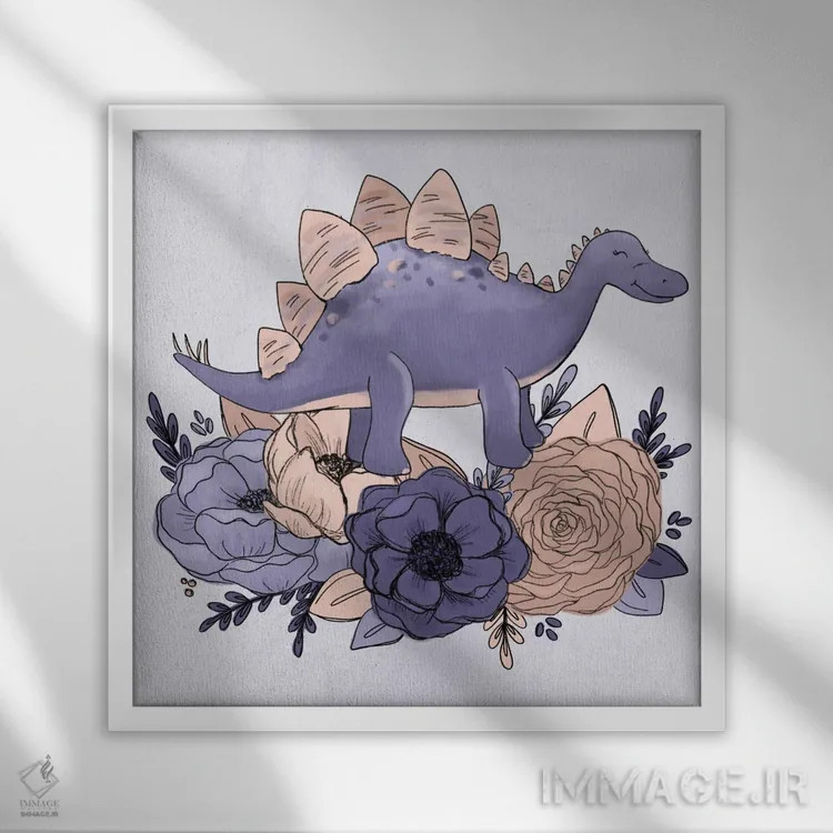 تابلو دکوراتیو گل های استگوسوروس اثر کیتی برایانت - نمای قابدار سفید
