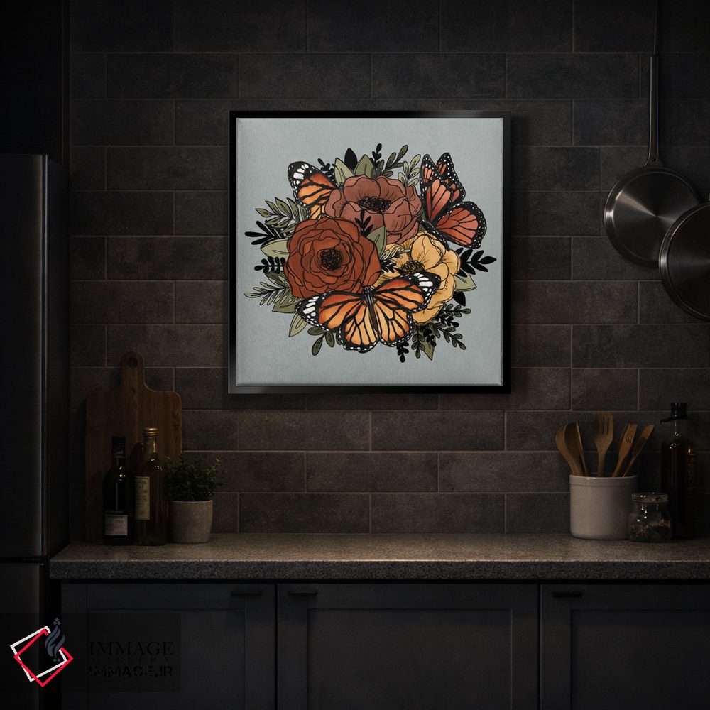 تابلو دکوراتیو گل های پروانه ای نارنجی اثر کیتی برایانت - D3B