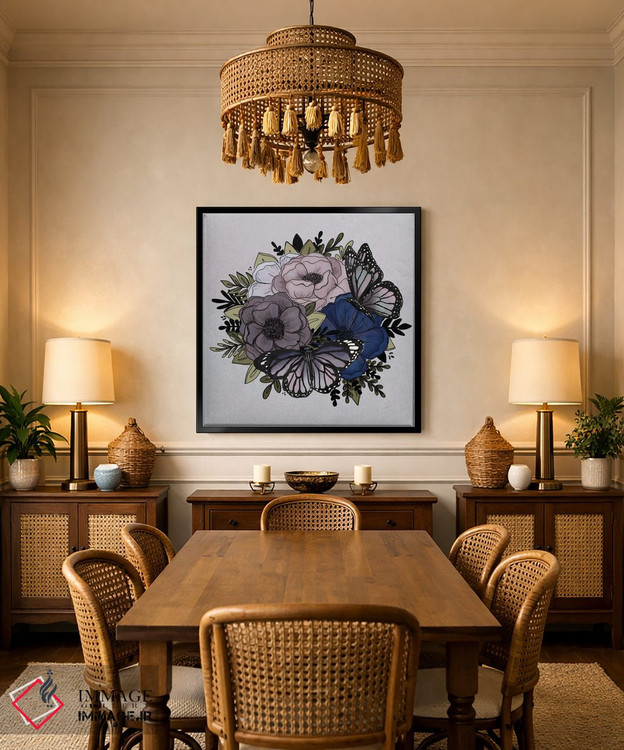 تابلو دکوراتیو گل های پروانه ای بنفش اثر کیتی برایانت - D2B