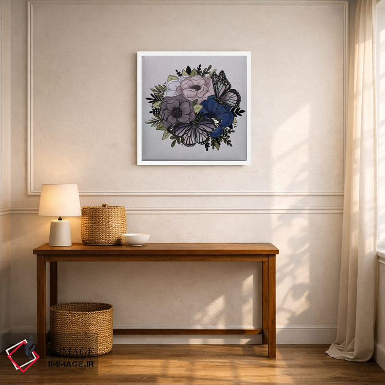 تابلو دکوراتیو گل های پروانه ای بنفش اثر کیتی برایانت - D4W