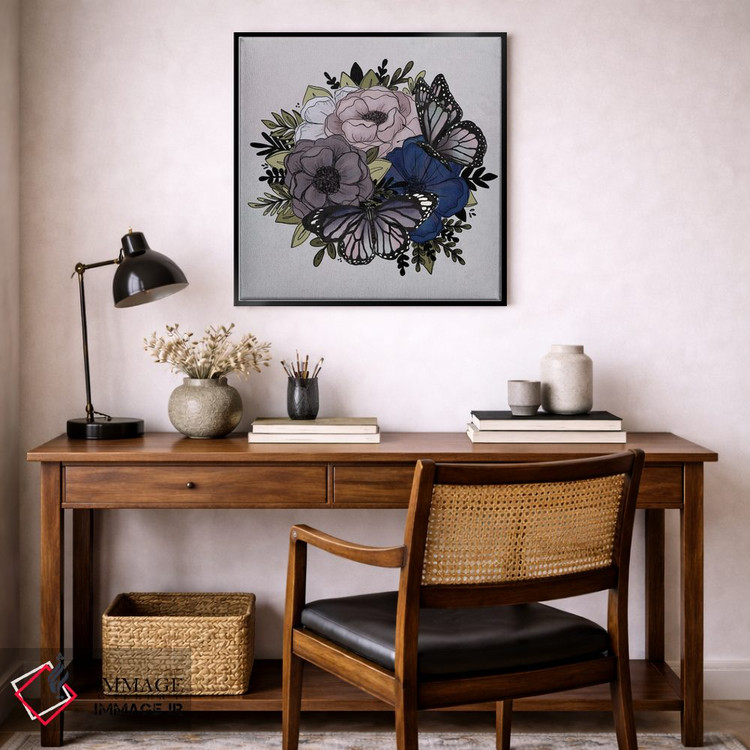 تابلو دکوراتیو گل های پروانه ای بنفش اثر کیتی برایانت - D5B