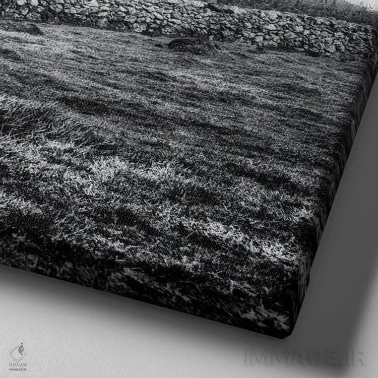 تابلو دکوراتیو خانه ای در مه اثر کریم کارلا - نمای نزدیک بافت بوم