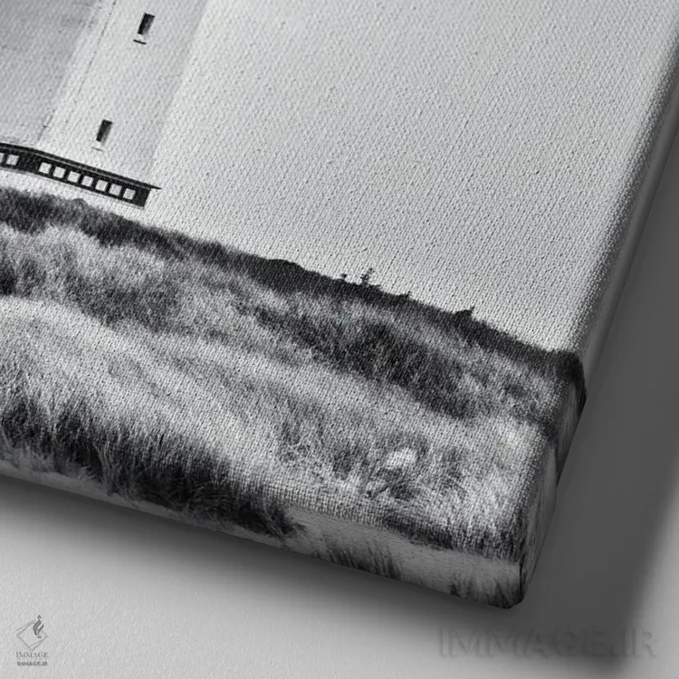 تابلو دکوراتیو فانوس دریایی سفید در دانمارک اثر کریم کارلا - نمای نزدیک بافت بوم