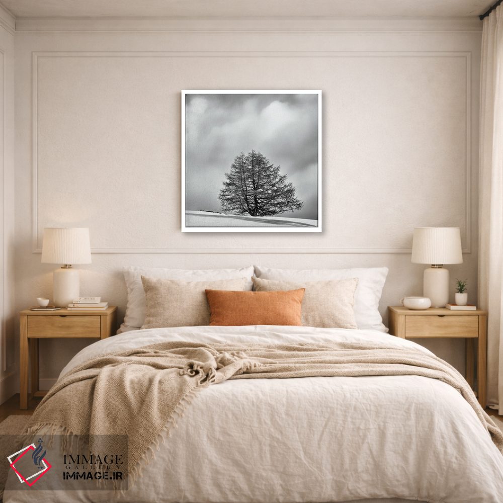 تابلو دکوراتیو درخت تنها میان ابر و برف اثر کریم کارلا - D5W