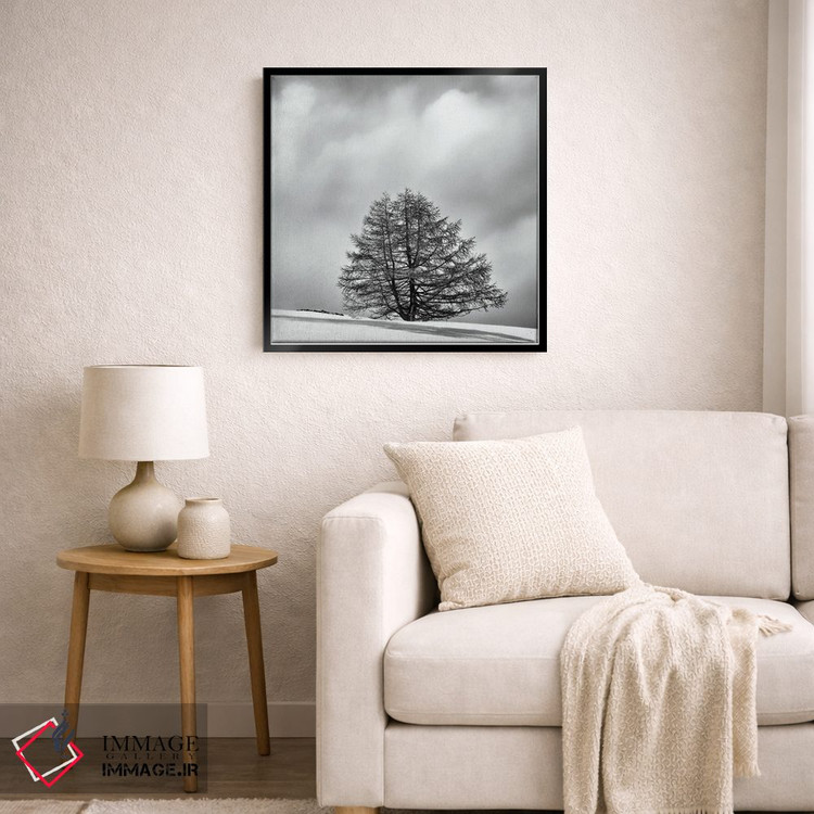 تابلو دکوراتیو درخت تنها میان ابر و برف اثر کریم کارلا - D6B