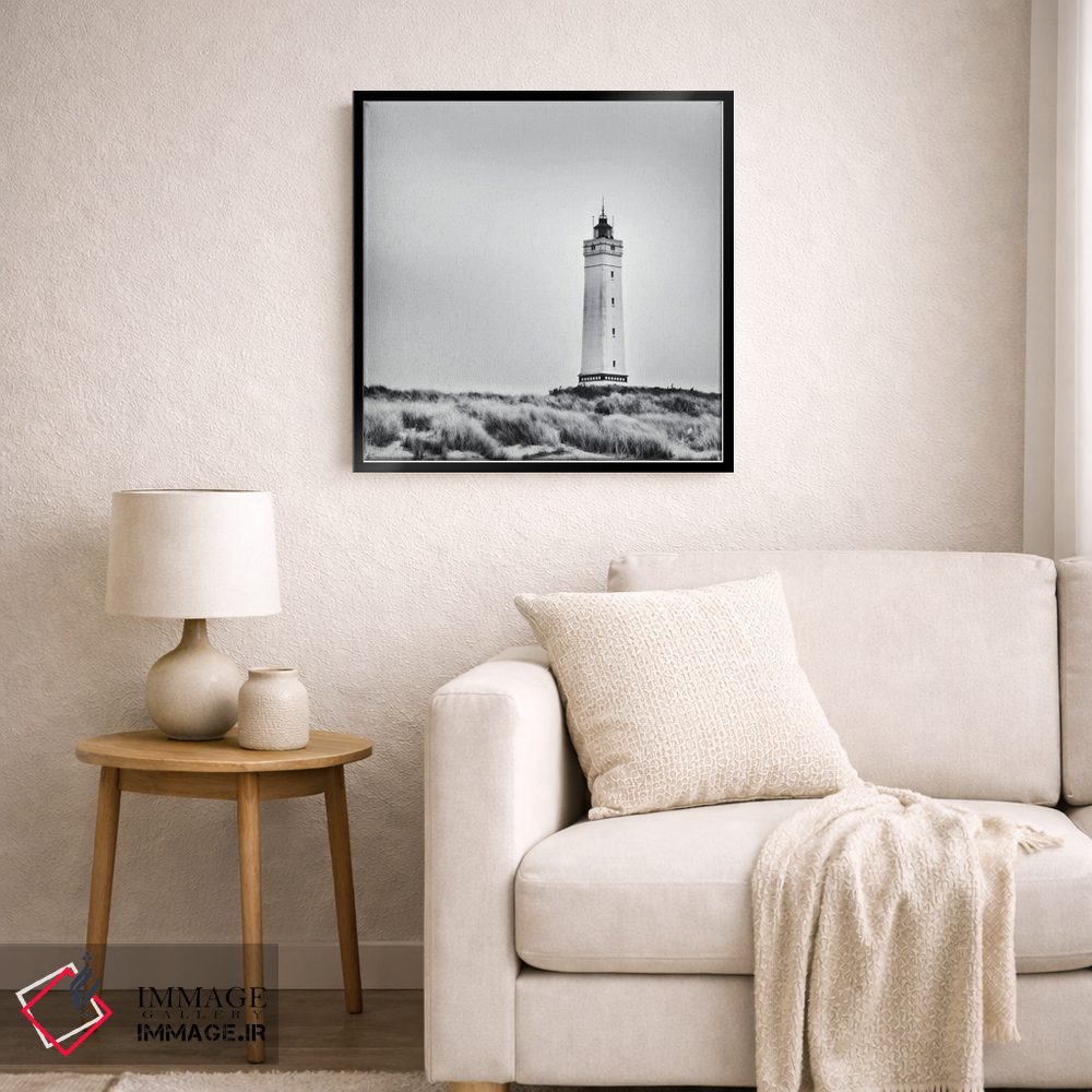 تابلو دکوراتیو فانوس دریایی سفید در دانمارک اثر کریم کارلا - D6B