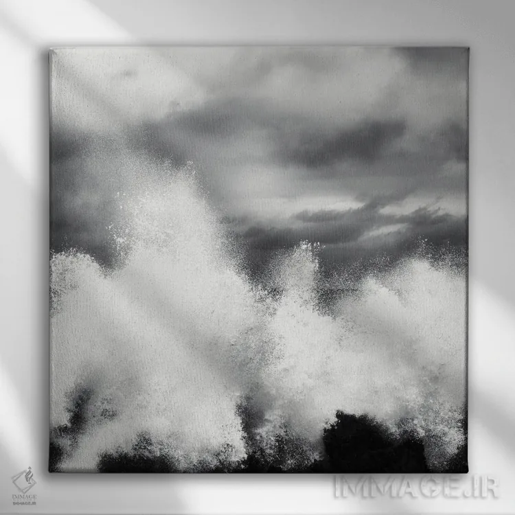 تابلو دکوراتیو موج های شکسته اثر کریم کارلا - نمای روبهرو روی دیوار