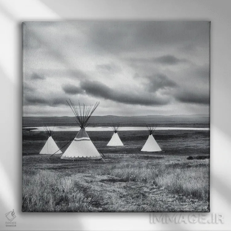 تابلو دکوراتیو چهار تیپی اثر کریم کارلا - نمای روبهرو روی دیوار