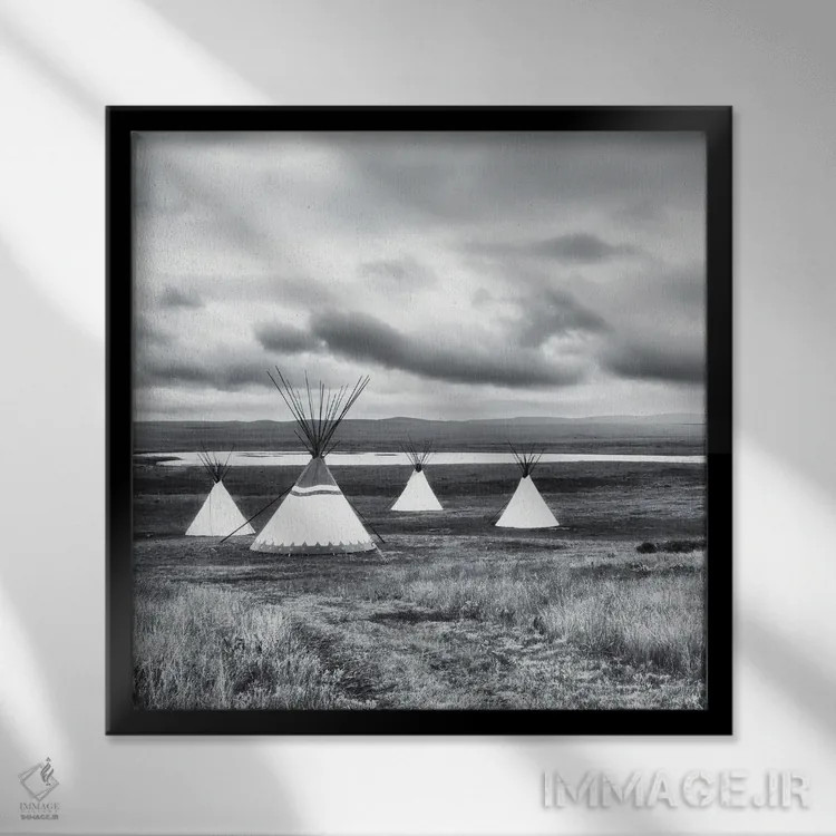 تابلو دکوراتیو چهار تیپی اثر کریم کارلا - نمای قابدار مشکی