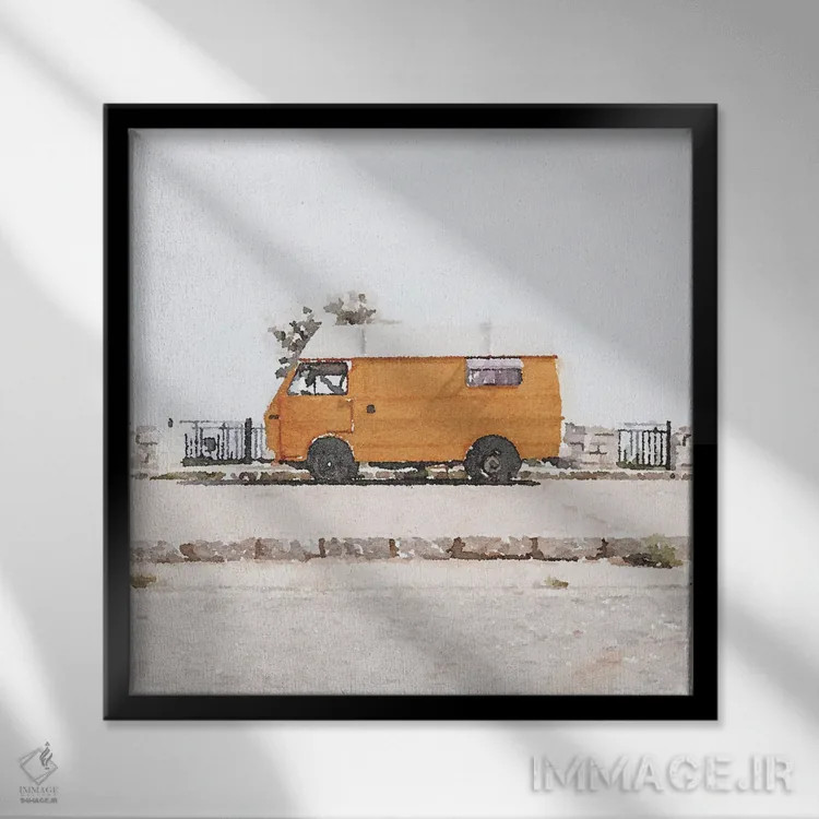 تابلو دکوراتیو ون نارنجی اثر کیم کورینگا - نمای قابدار مشکی