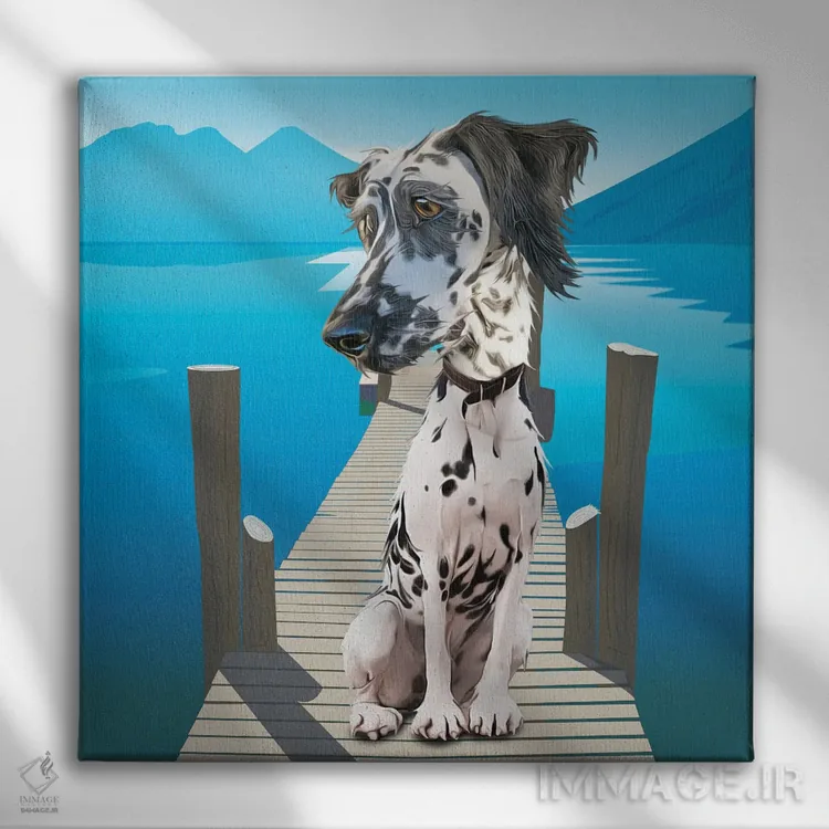 تابلو دکوراتیو دالماتین کنار دریاچه اثر کیم کورینگا - نمای روبهرو روی دیوار