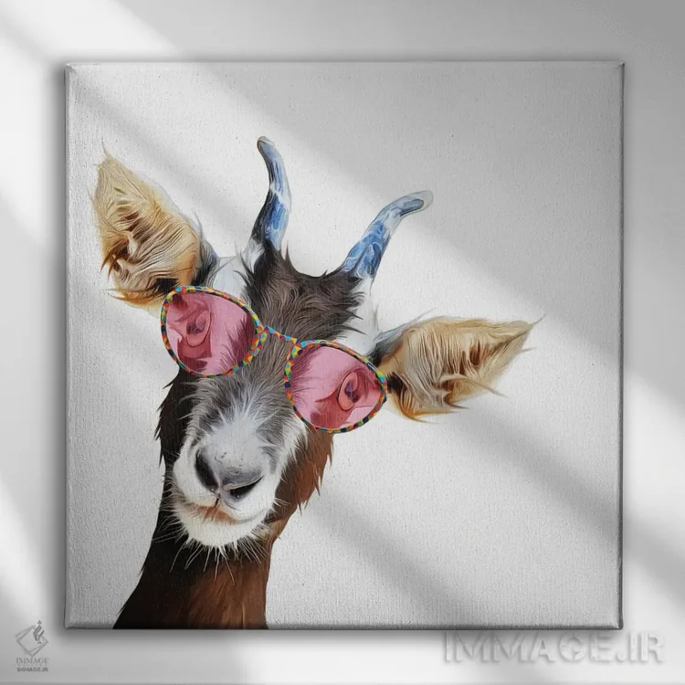 تابلو دکوراتیو بز بامزه اثر کیم کورینگا - نمای روبهرو روی دیوار