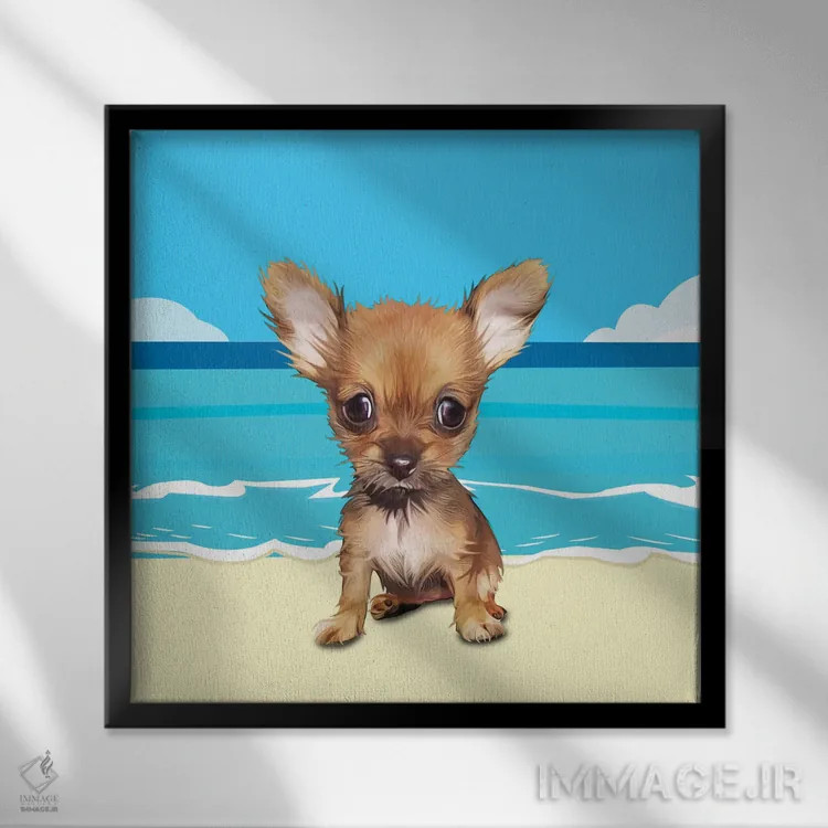 تابلو دکوراتیو چی واوا در ساحل اثر کیم کورینگا - نمای قابدار مشکی