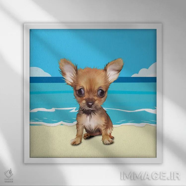 تابلو دکوراتیو چی واوا در ساحل اثر کیم کورینگا - نمای قابدار سفید