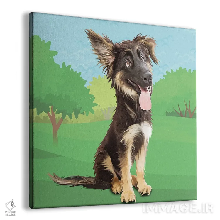 تابلو دکوراتیو سگ گله خوشحال اثر کیم کورینگا - نمای پرسپکتیو محصول