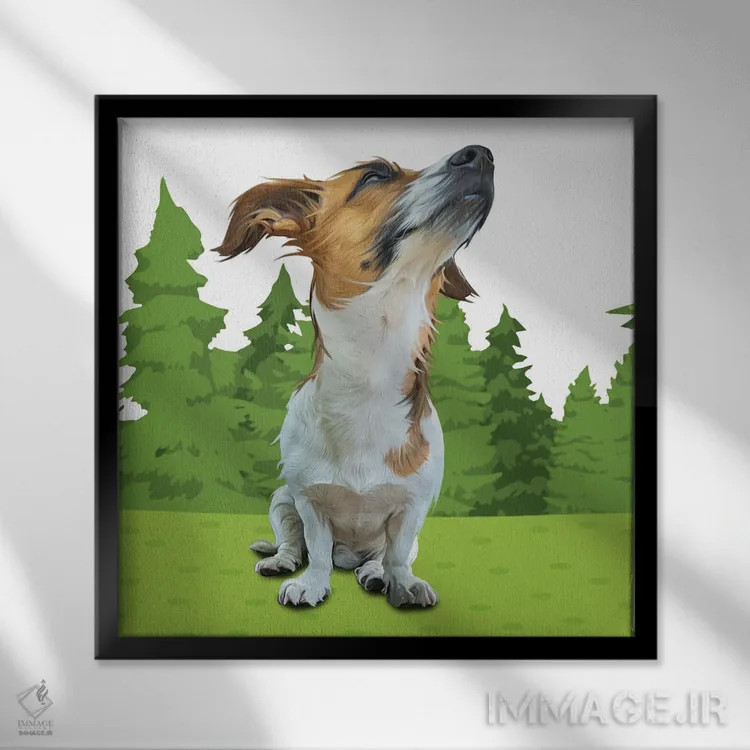 تابلو دکوراتیو بیگل جنگلی اثر کیم کورینگا - نمای قابدار مشکی
