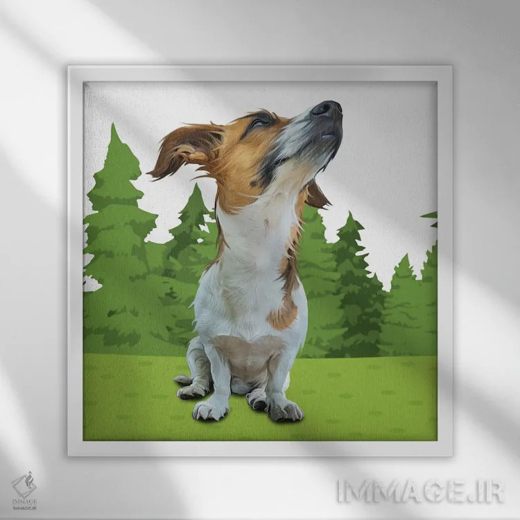 تابلو دکوراتیو بیگل جنگلی اثر کیم کورینگا - نمای قابدار سفید