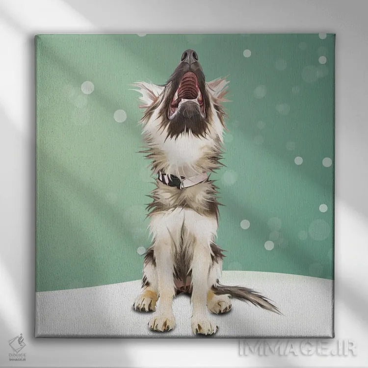 تابلو دکوراتیو سگ گله زوزه کش اثر کیم کورینگا - نمای روبهرو روی دیوار