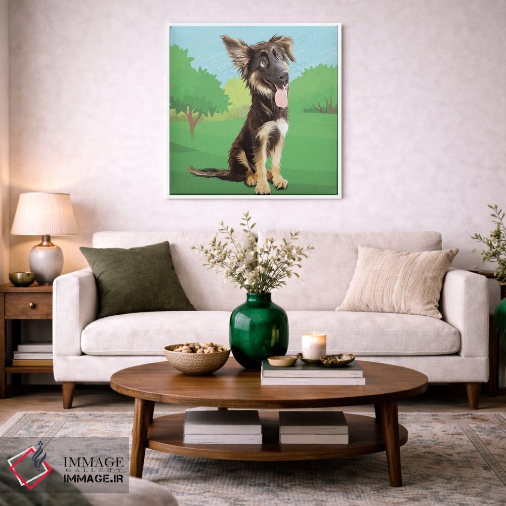 تابلو دکوراتیو سگ گله خوشحال اثر کیم کورینگا - D1W